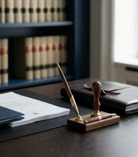 Offizielles Dokument mit Stempel im professionellen Umfeld einer gerichtlich beeideten Dolmetscherin in Österreich.